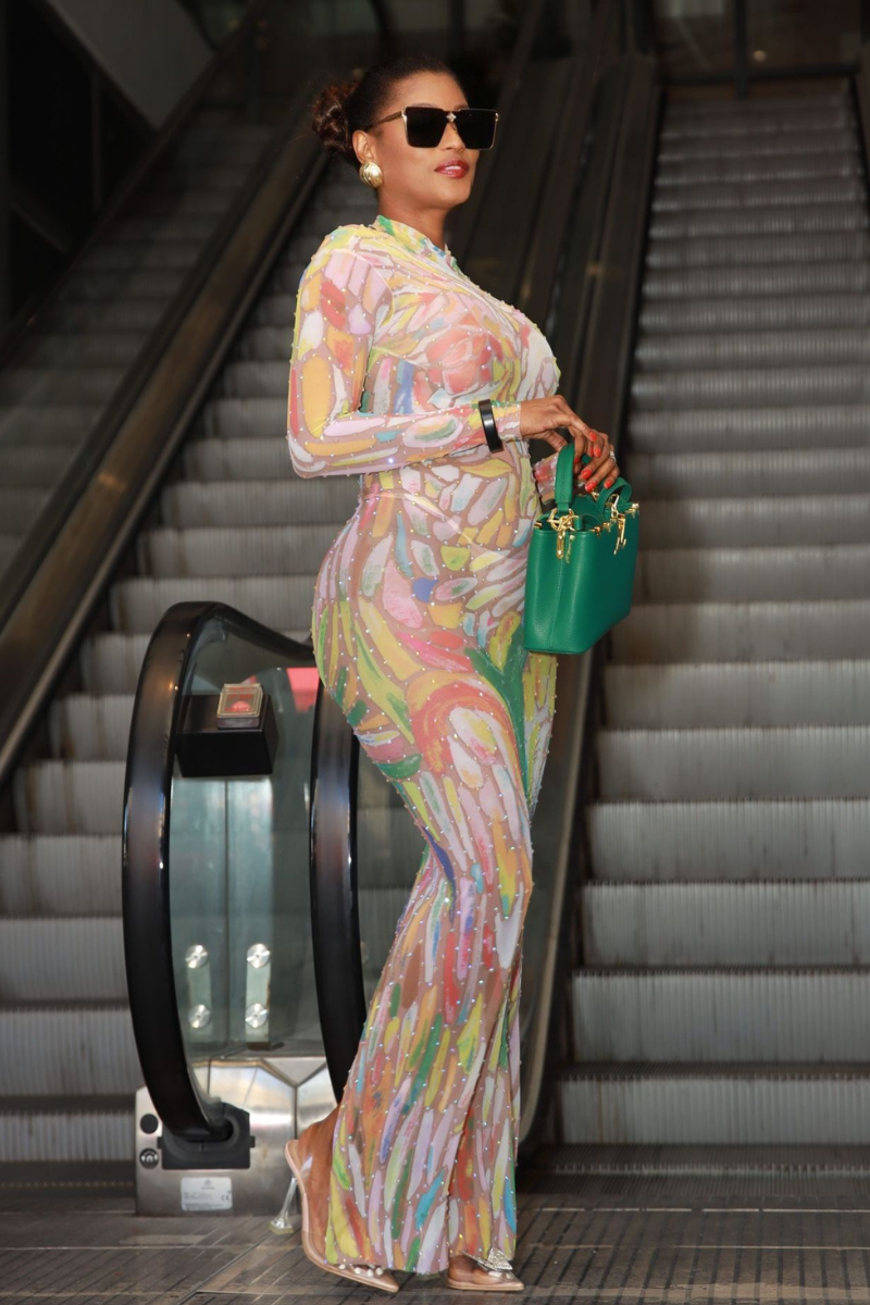 LUXE RHINESTONE MOSAIC GOWN - PASTEL ABSTRACT