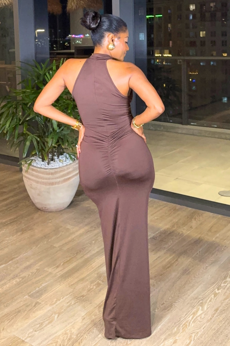 COCOA SIREN MAXI DRESS - CHOCOLATE