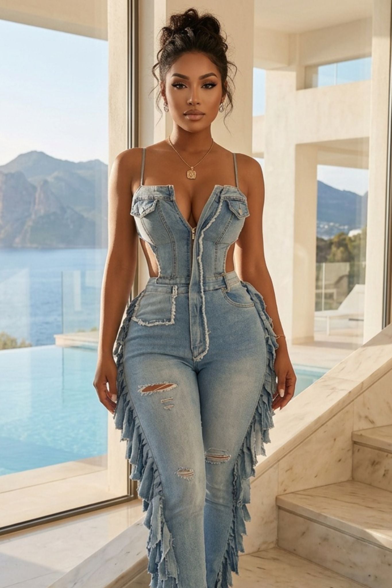 THE COASTAL HEIRESS DENIM JUMPSUIT