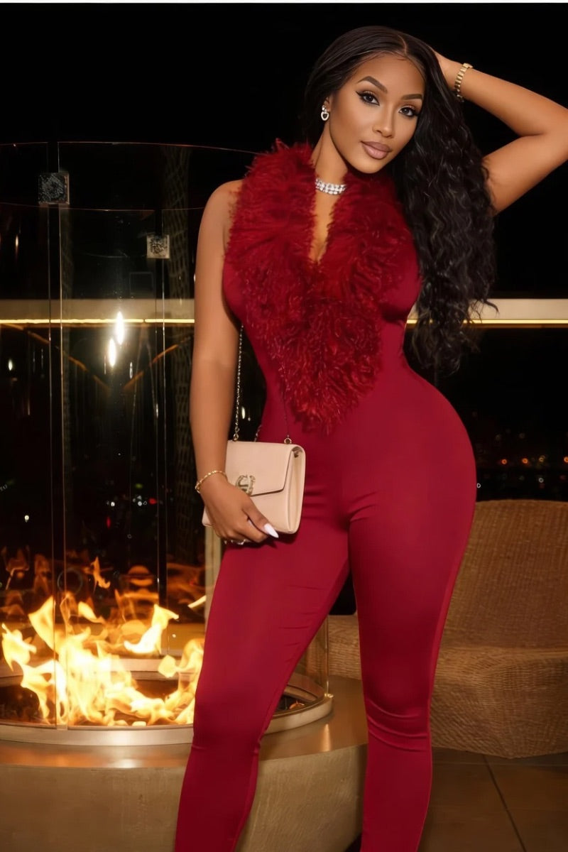 KARMA AFTER THE TOAST JUMPSUIT- RED