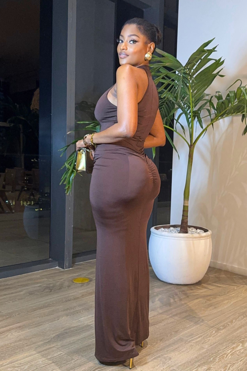 COCOA SIREN MAXI DRESS - CHOCOLATE