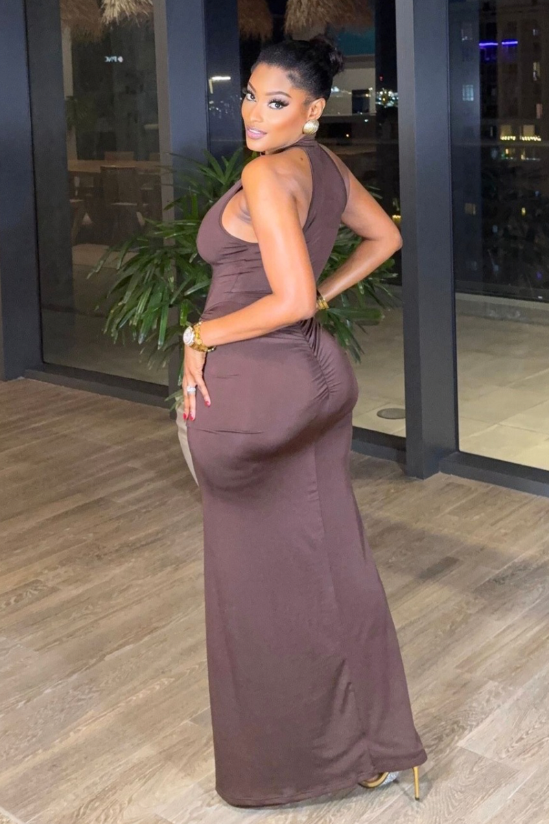 COCOA SIREN MAXI DRESS - CHOCOLATE