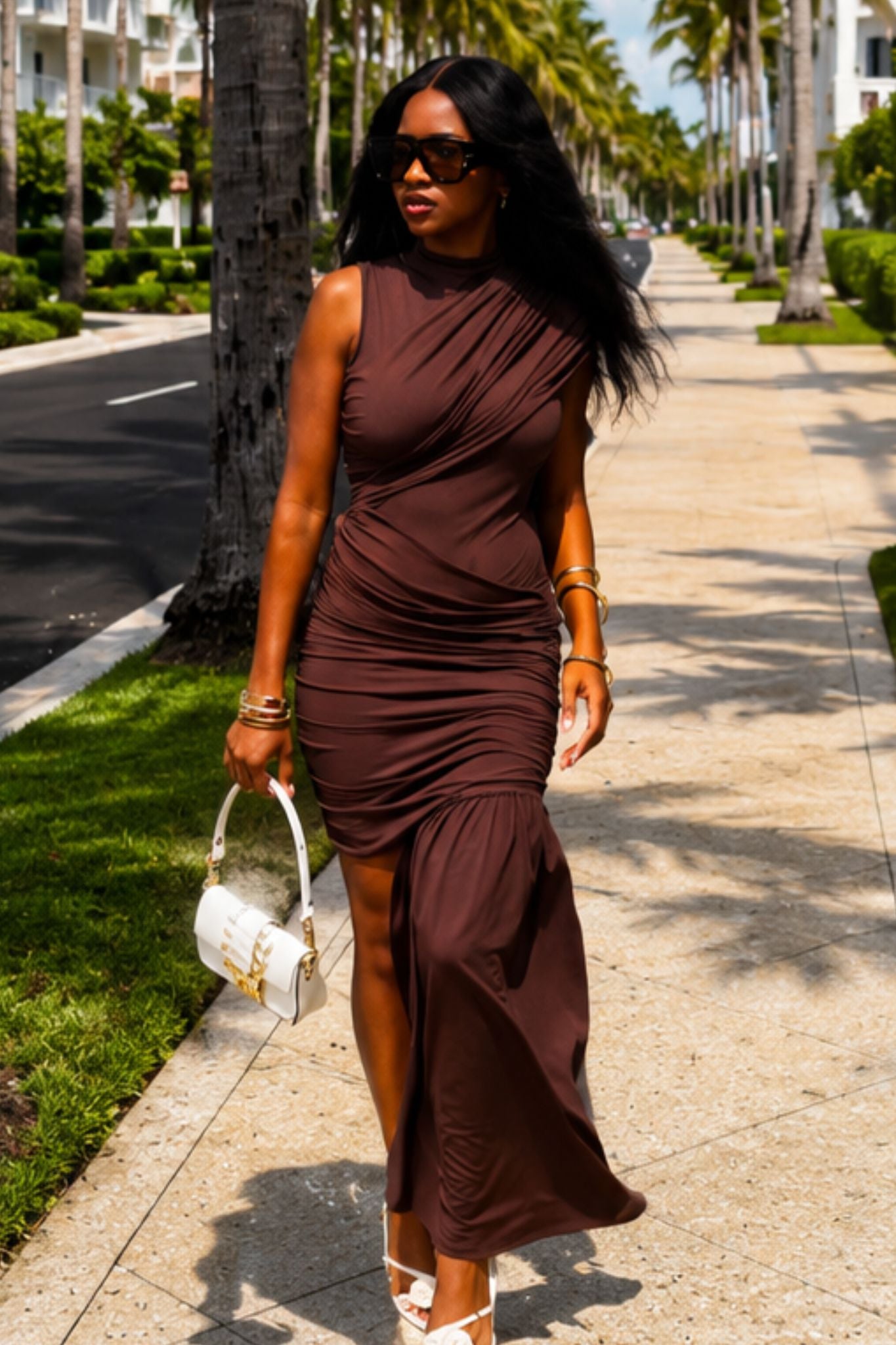COCOA RUCHED MAXI DRESS