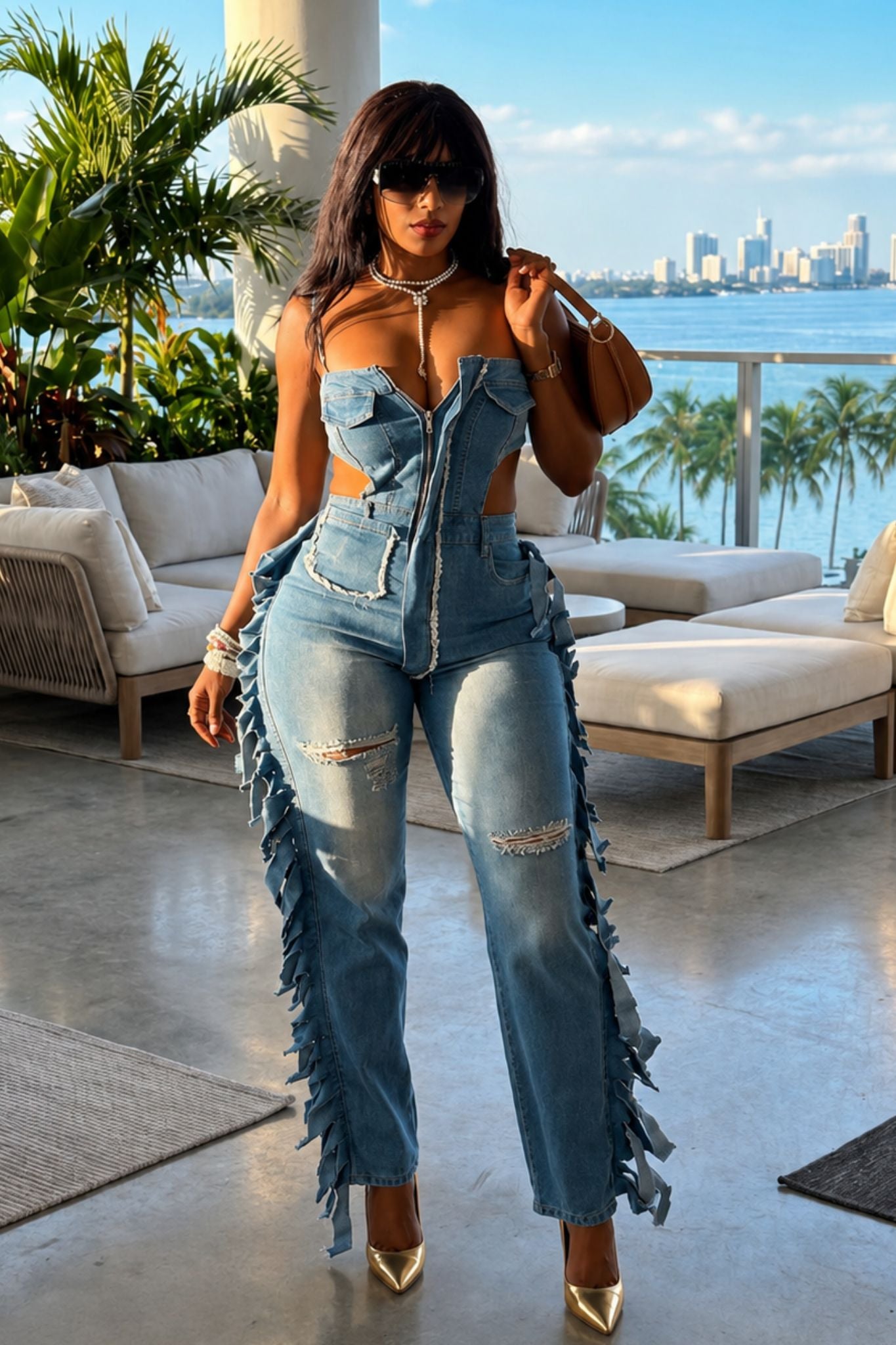 THE COASTAL HEIRESS DENIM JUMPSUIT