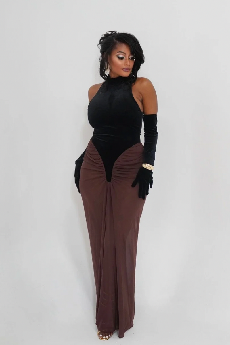 ZARA VELVET MESH DRESS