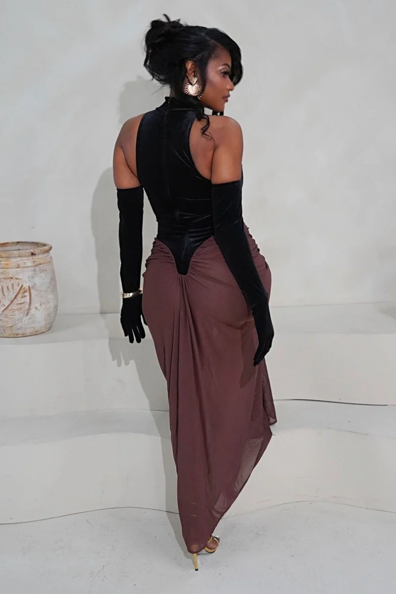 ZARA VELVET MESH DRESS