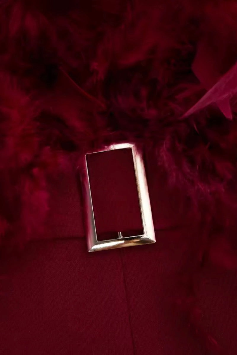 ABIZA MIDNIGHT MISCHIEF FEATHER JUMPSUIT